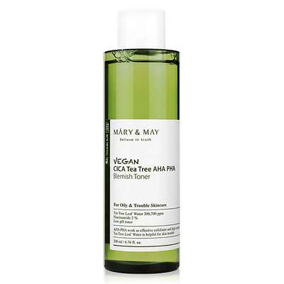 MARY&MAY Тонер для лица успокаивающий Vegan Cica Tea Tree AHA PHA Toner 200