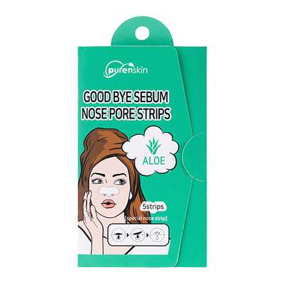 PURENSKIN Полоски для носа GOOD BYE SERUM для очищения пор с алоэ 5