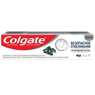 COLGATE Отбеливающая зубная паста Безопасное Отбеливание Природный Уголь