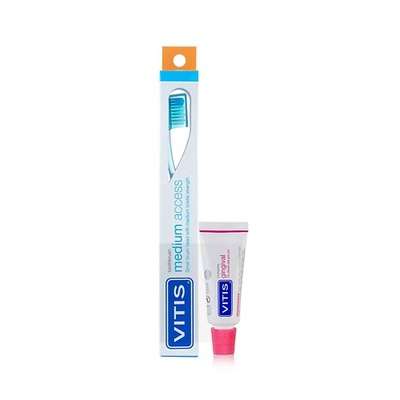 DENTAID Зубная щётка Vitis Medium Access + Зубная паста Vitis Gingival 1