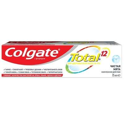 COLGATE Комплексная антибактериальная зубная паста Total 12 Чистая Мята