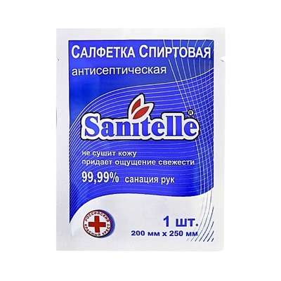 Sanitelle Средство косметическое для ухода за кожей рук, салфетка из нетканого материала, 1 шт.