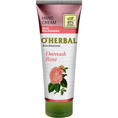 O'HERBAL Обогащенный питательный крем для рук дамасская роза