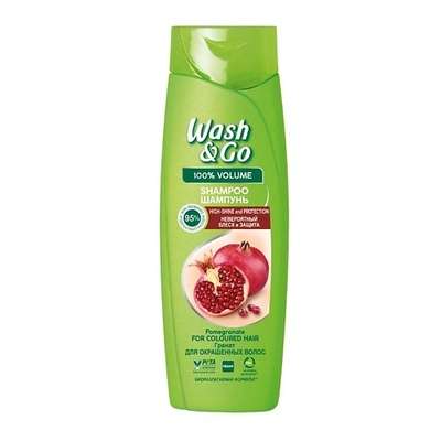 WASH&GO Шампунь Невероятный блеск и защита. Гранат. Для окрашенных волос