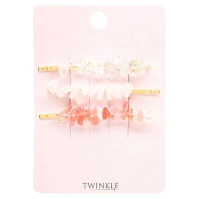 TWINKLE Заколки-невидимки для волос HATURAL QUARTZ PINK