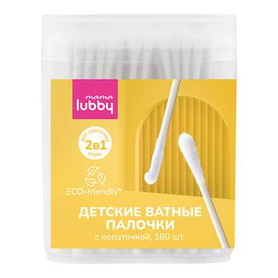 LUBBY Mama Детские ватные палочки с лопаточкой 2 в 1 180