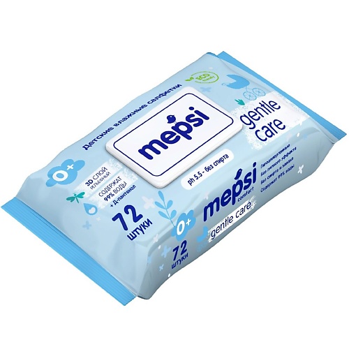 MEPSI Влажные детские салфетки с клапаном Gentle Care 72