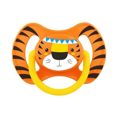 LUBBY Пустышка латексная со скошенным соском, тигр, с 6 месяцев
