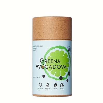 GREENA AVOCADOVA Дезодорант мужской магниевый твердый Бергамот и Перец 45