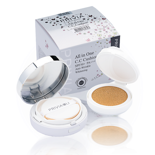 PRIVIA Кушон с запасным блоком All In One C.C Cushion SPF50+ PA+++