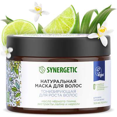 SYNERGETIC Натуральная маска Тонизирующая для роста волос 300