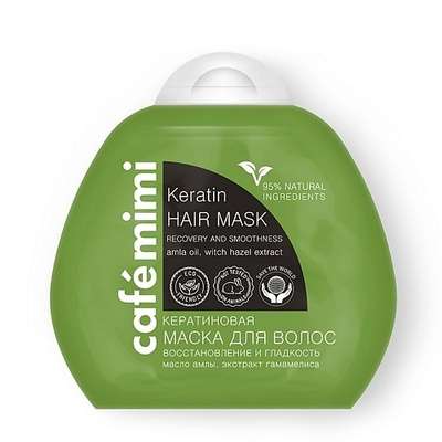 CAFÉ MIMI Кератиновая маска для волос "Восстановление, Блеск и Гладкость волос", Дой-пак 100