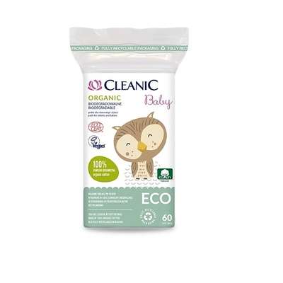 CLEANIC Ватные подушечки косметические для младенцев и детей из органического хлопка 60