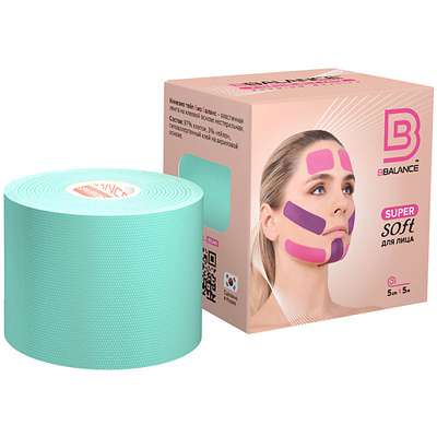 BBALANCE Кинезио тейп для лица Super Soft Tape для чувствительной кожи, мятный