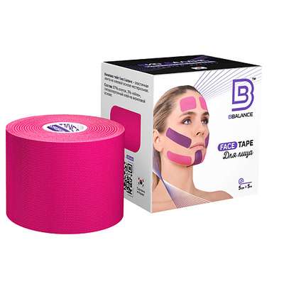 BBALANCE Косметологический кинезио тейп для для моделирования овала лица (5см*5м) розовый