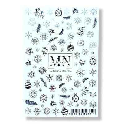 MIW NAILS Слайдер дизайн комбинированный с фольгой снежинки
