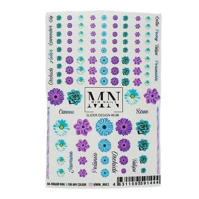 MIW NAILS Наклейки для ногтей(самоклеющиеся слайдеры) Цветы