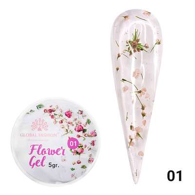 Global Fashion Гель с сухоцветами Flower Gel 01