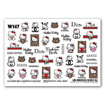 FASHION NAILS Слайдер дизайн для ногтей "Hello Kitty"