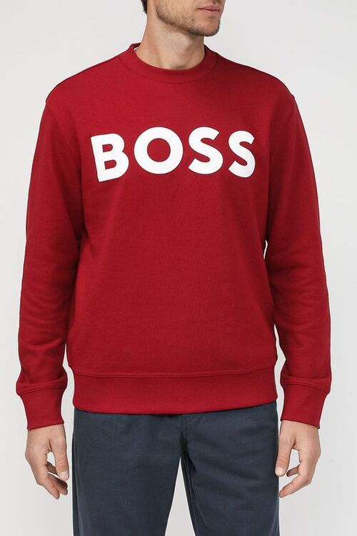 Хлопковый свитшот с принтованным логотипом BOSS 5883667