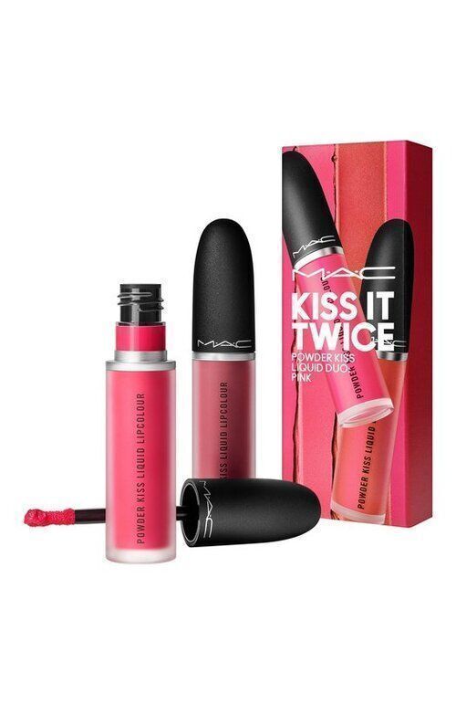 Набор для губ Kiss It Twice Powder Kiss Liquid Duo: Pink MAC