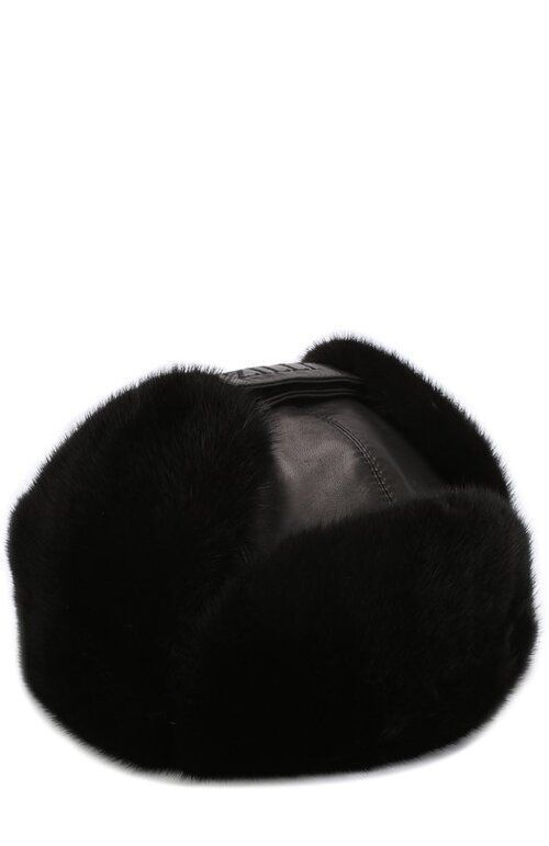 Кожаная шапка-ушанка с меховой отделкой Zilli