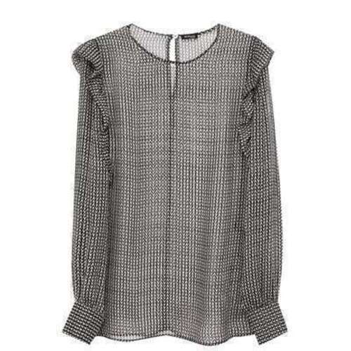 Шелковая полупрозрачная блуза с оборками Kiton