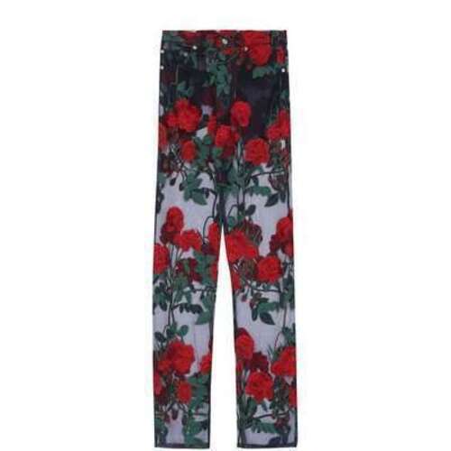 Прозрачные брюки с цветочной вышивкой Adam Selman