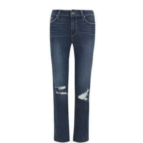 Укороченные расклешенные джинсы с потертостями Paige