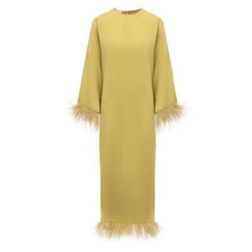 Шелковое платье с отделкой перьями Valentino