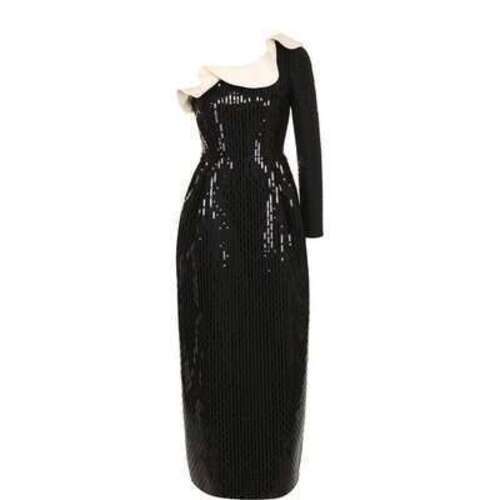 Приталенное платье с декорированной отделкой и оборкой Valentino