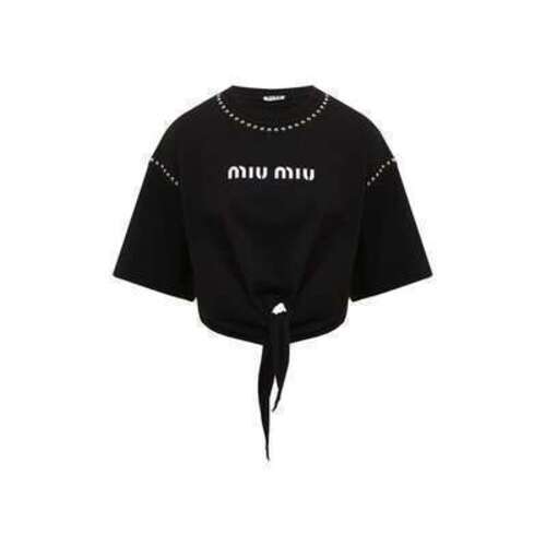 Хлопковая футболка Miu Miu